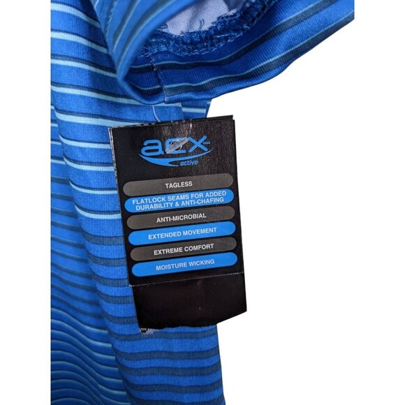 ACX Active New Athletic Top Shirt Mens Large Short Sleeve Blue Stripe Gym Casual - Picture 4 of 5